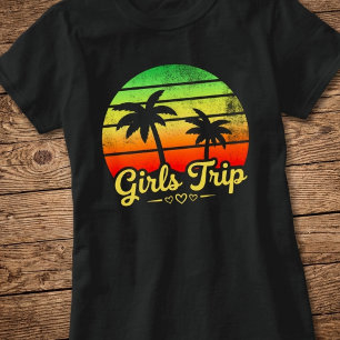 Camiseta Viagem das Garotas do Pôr do Sol Retrô Férias na P