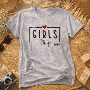 Camiseta Viagem das Meninas Gráficas de Coração 2026 Férias