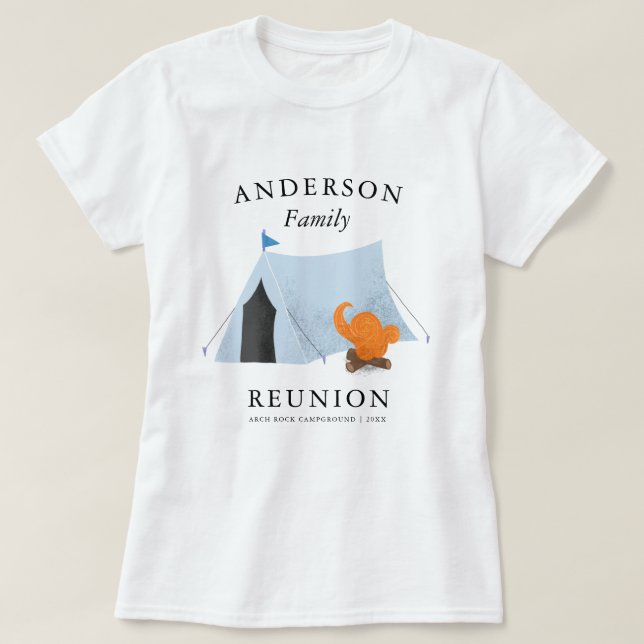 Camiseta Viagem de acampamento da reunião de família (Frente do Design)