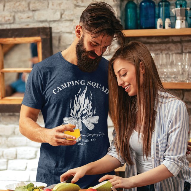 Camiseta Viagem de acampamento para acampamento de férias d (Camping Squad Family Vacation Dad Matching T-Shirt)