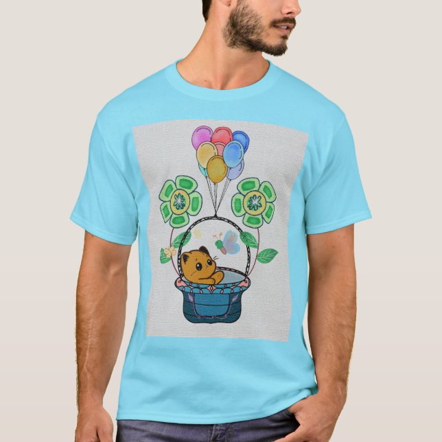 Camiseta Viagem de balão de Cat (Frente)