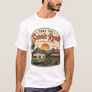 Camiseta Viagem de Camionete Clássica pela Rota Panorâmica