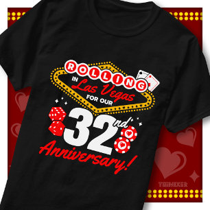 Camiseta Viagem de Casais de 32º Aniversário em Las Vegas c
