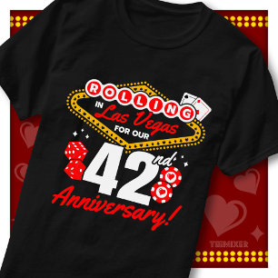 Camiseta Viagem de Casal de 42º Aniversário Rodando em Las 