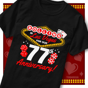 Camiseta Viagem de Casal de 77º Aniversário com Roleta em L