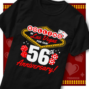 Camiseta Viagem de Casal de Aniversário de 56 Anos em Las V
