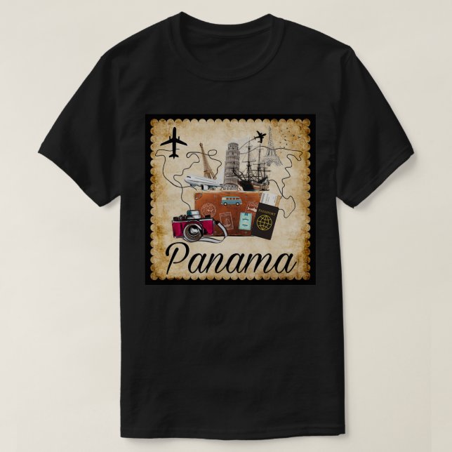 Camiseta Viagem de Destino do Panamá Viagem Mundial para So (Frente do Design)