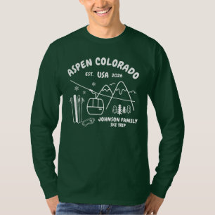 Camiseta Viagem de Esqui Personalizada Família Amigos Grupo