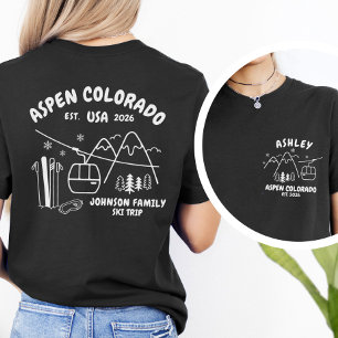 Camiseta Viagem de Esqui Personalizada Família Amigos Grupo