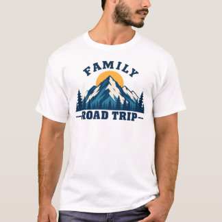 Camiseta Viagem de Família Montanha Pôr do Sol