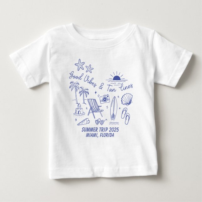 Camiseta Viagem de Família Personalizada de Verão à Praia G (Frente)