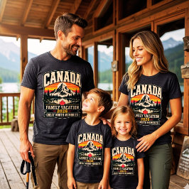 Camiseta Viagem de Família Vintage Canadá 2026 Grande Norte