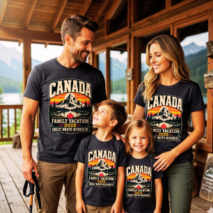 Camiseta Viagem de Família Vintage Canadá 2026 Grande Norte