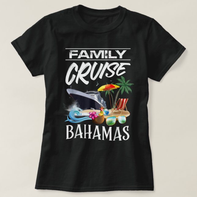 Camiseta Viagem de Férias de Cruzeiro da Família Bahamas (Frente do Design)