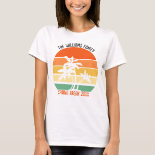 Camiseta Viagem de Férias de Primavera Praia Pôr do Sol Fam