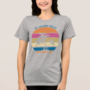 Camiseta Viagem de Férias de Primavera Praia Pôr do Sol Fam