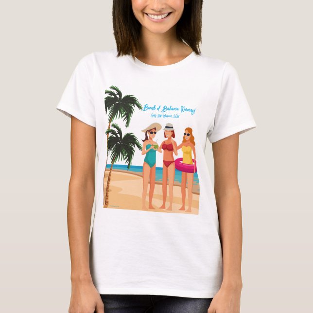 Camiseta Viagem de Férias de Solteira nas Bahamas (Frente)