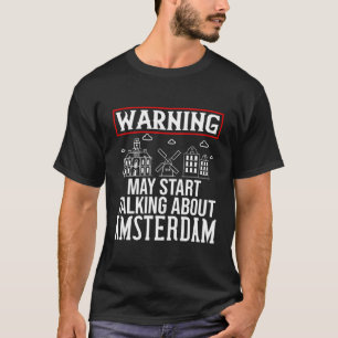 Camiseta Viagem de Mapa de Skyline Cidade de Amsterdã Holan