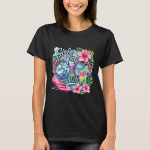 Camiseta Viagem de Meninas 2026 Amigas em Férias 2026 Tropi