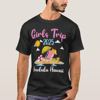 Camiseta Viagem de Meninas à Praia de Honolulu Havaí 2025 F