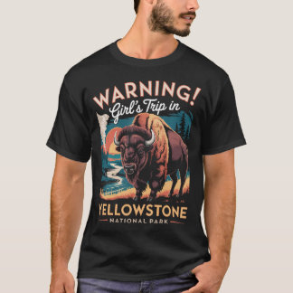 Camiseta Viagem de Meninas Wyoming Búfalo Bisonho Yellowsto