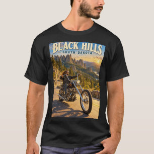 Camiseta Viagem de Moto Chopper pelas Black Hills de Dakota