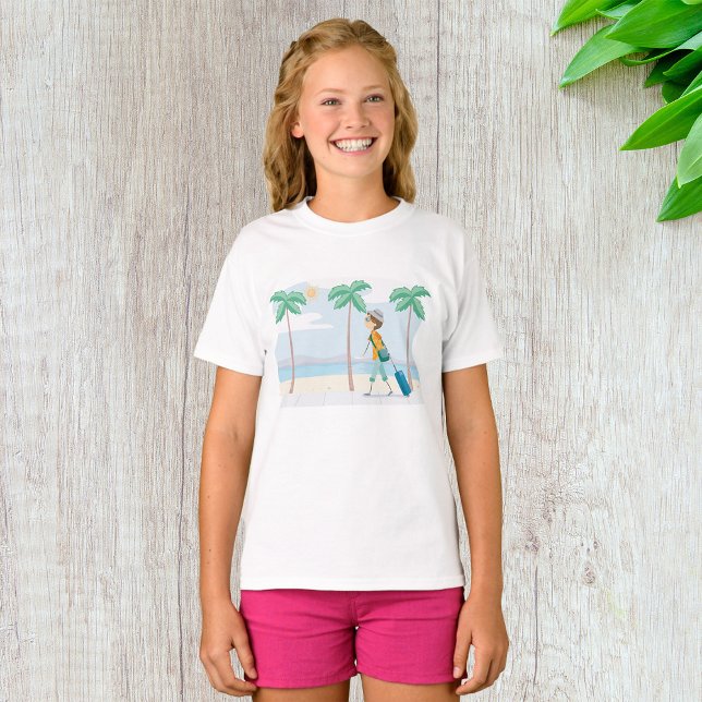 Camiseta Viagem de praia do viajante de férias tropicais (Criador carregado)