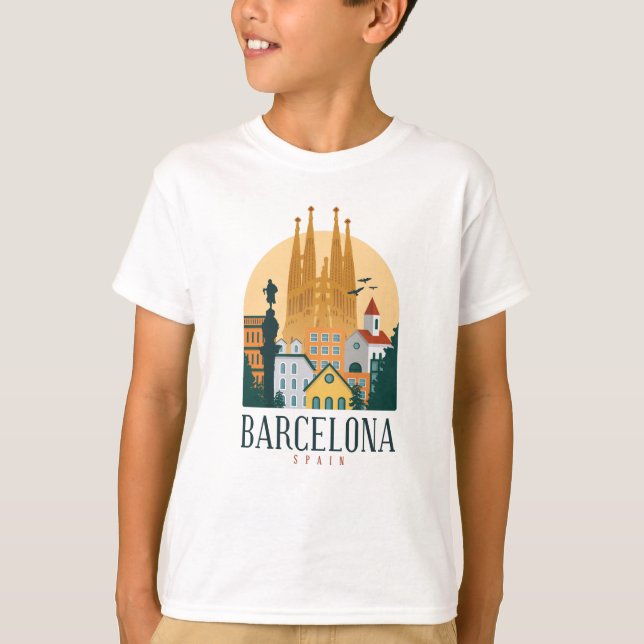 Camiseta viagem de presente de Barcelona Espanha de Espanho (Frente)