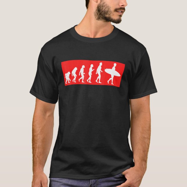 Camiseta Viagem de Surfe de Evolução do surf (Frente)