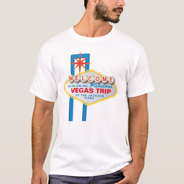 Camiseta Viagem de Vegas com o símbolo de boas-vindas a Las (Frente)