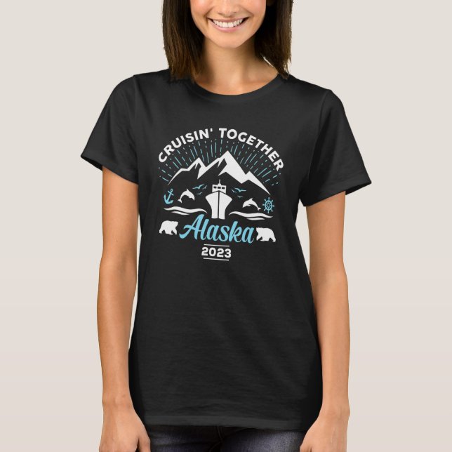 Camiseta Viagem do Alaska Cruise 2023 Family Friends Group (Frente)