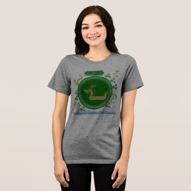 Camiseta Viagem do dragão de jade cinza (Frente Completa)