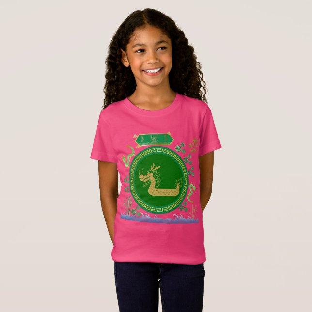 Camiseta Viagem do dragão de jade rosa (Frente Completa)
