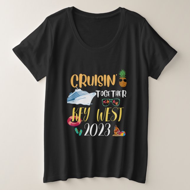 Camiseta viagem do Key West Cruise 2025 Family Friends Grou (Frente do Design)