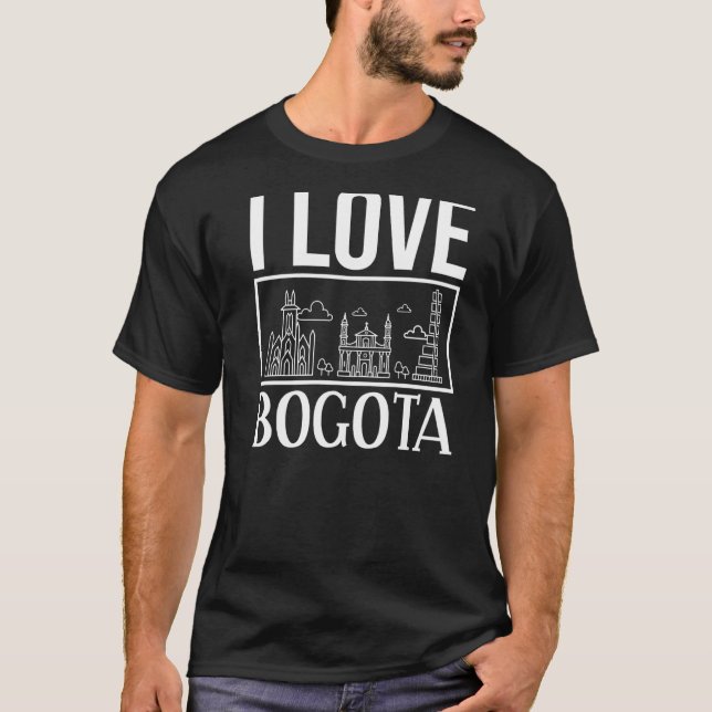 Camiseta Viagem do Mapa da Cidade da Colômbia em Skyline (Frente)