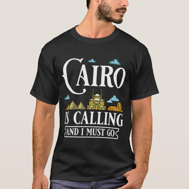 Camiseta Viagem do Mapa da Cidade do Egito do Cairo (Frente)