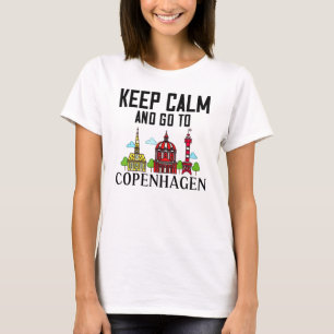 Camiseta Viagem do Mapa de Skyline Cidade de Copenhagen Din