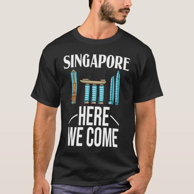 Camiseta Viagem do Mapa Trip Skyline da Cidade de Singapura (Frente)