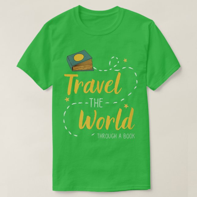 Camiseta Viagem Do Mundo Através De Um Livro De Homens, Mul (Frente do Design)