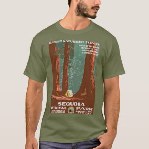 Camiseta Viagem do Parque Nacional Vintage Retro Sequoia