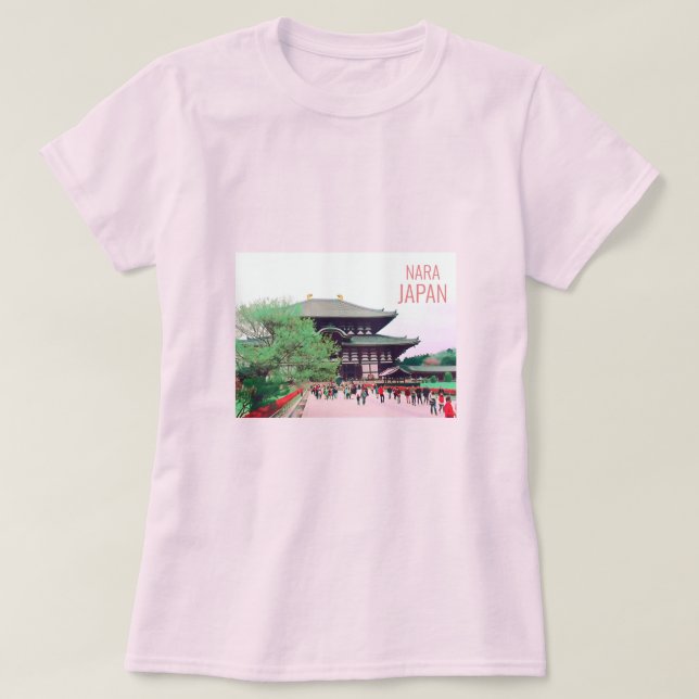 Camiseta Viagem do templo famoso de Nara Japan (Frente do Design)