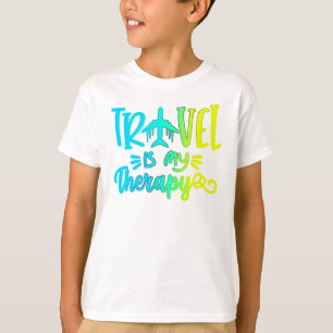 Camiseta Viagem é minha terapia Verão e texto de risco
