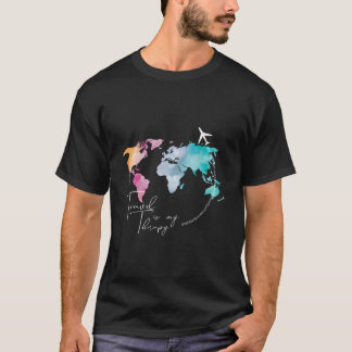 Camiseta Viagem é o meu Viagem de Mapa de Avião com Declara