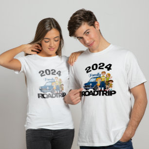 Camiseta Viagem em estrada da família 2025, estilo cartoonê