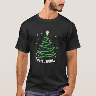 Camiseta Viagem Enfermeira Árvore de Natal Stethoscope Trav