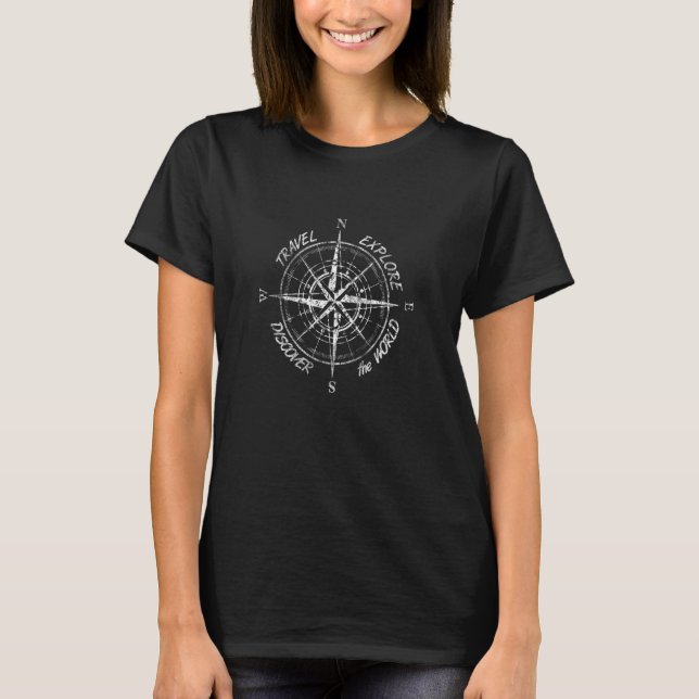 Camiseta Viagem Explorar Descobrir o Compasso do Mundo (Frente)