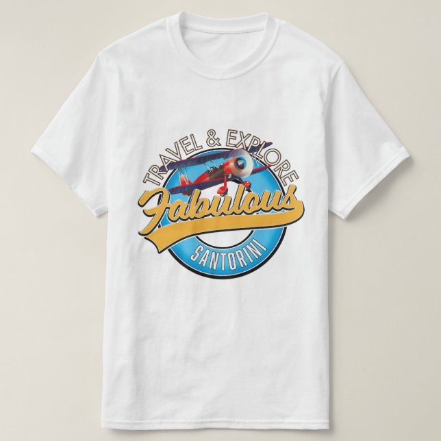 Camiseta Viagem & Explore a Fabulosa Santorini (Frente do Design)