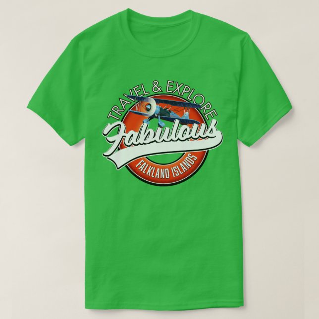Camiseta Viagem explore as fabulosas Ilhas Malvinas (Frente do Design)