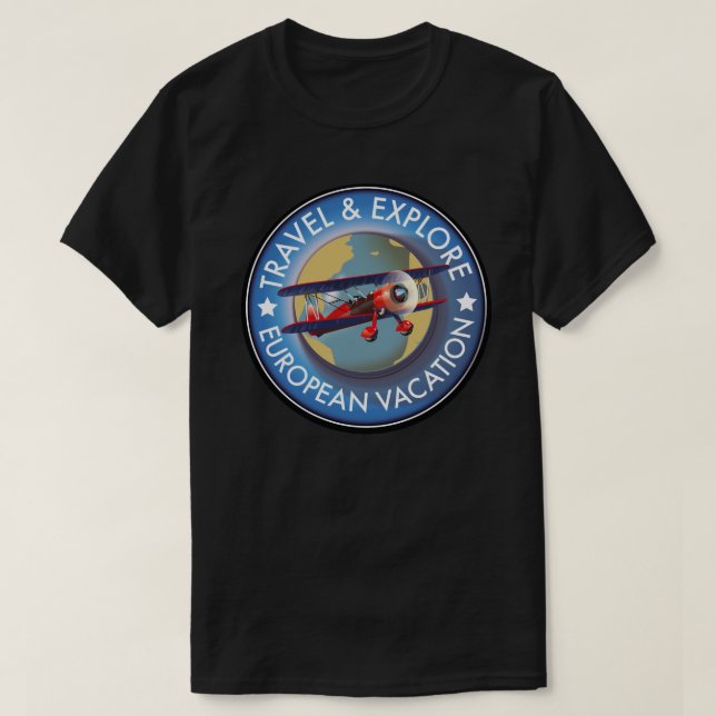 Camiseta Viagem & Explore Férias Europeias (Frente do Design)