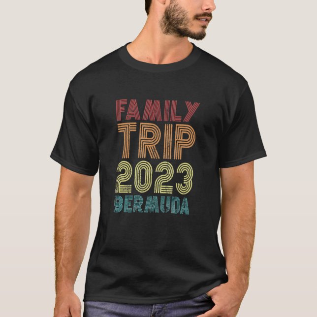 Camiseta Viagem Familiar 2023 Retrô V de Vaga das Bermudas (Frente)